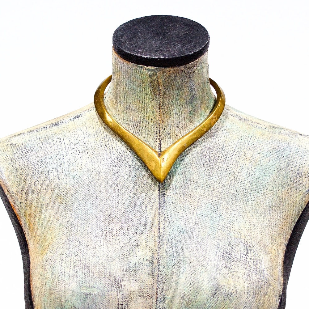 VTG 70's Brass Collar Choker Necklace